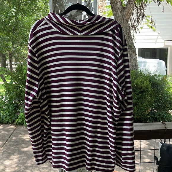 L.L. BEAN 3X COWL NECK STRIPED COTTON SHIRT - Picture 9 of 11